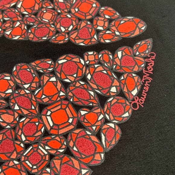 Lauren Moshi Noleta Ruby Lips Gem Print Pullover Sweatshirt Size Large - Picture 5 of 8